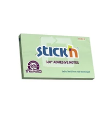 Öntapadós jegyzettömb STICK`N 76x127mm 360°-ban tapadó zöld 100 lap