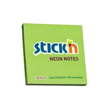 Öntapadós jegyzettömb STICK`N 76x76mm neon zöld 100 lap