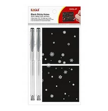 Öntapadós jegyzettömb szett EAGLE 75x75mm fekete 2db öntapadós jegyzettömb 2db ezüst tollal