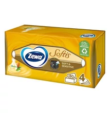 Papírzsebkendő ZEWA Softis 4 rétegű 80 darabos dobozos Soft & Sensitive