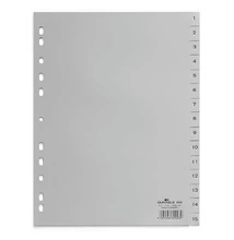 Regiszter DURABLE műanyag nyomtatott A/4 1-15 részes szürke