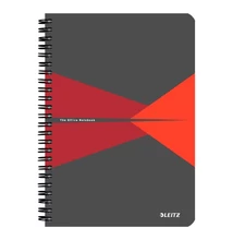 Spirálfüzet vonalas LEITZ Office A/5 90 lapos PP borítóval piros