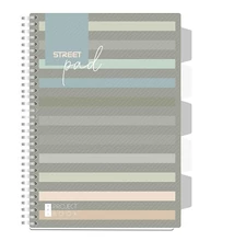 Spirálfüzet vonalas STREET Pad A/4 100 lapos regiszteres sötét csíkos