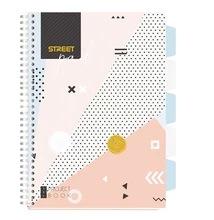 Spirálfüzet vonalas STREET Pad A/4 100 lapos regiszteres színes mintás