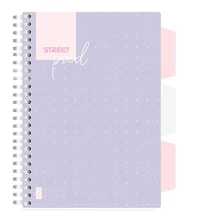 Spirálfüzet kockás STREET Pad A/5 100 lapos regiszteres lila pöttyös