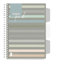Spirálfüzet vonalas STREET Pad A/5 100 lapos regiszteres sötét csíkos