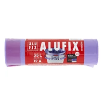 Szemeteszsák ALUFIX 35L Prémium Elastic FIX zárószalaggal Lila 12 darabos