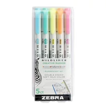 Szövegkiemelő kétvégű ZEBRA Mildliner fluorescent 1,4-4,0 mm 5 darabos