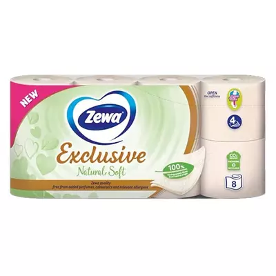 Toalettpapír ZEWA Exclusive 4 rétegű 8 tekercses Natural Soft