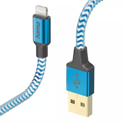 Adatkábel HAMA Reflective USB 2.0/Lightning 1,5m kék