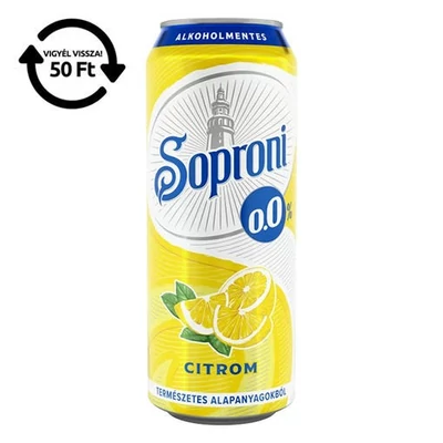 Alkoholmentes sör SOPRONI citrom 0,0% 500 ml DRS