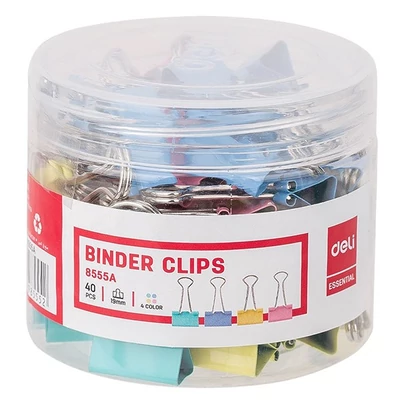 Binder csipesz DELI 19 mm színes 40 darabos