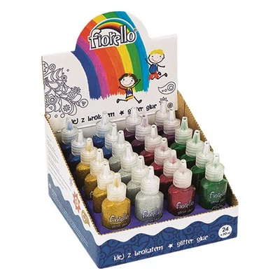 Ragasztó folyékony display FIORELLO GR-BK20D24 glitteres 20ml 24 darabos vegyes színek