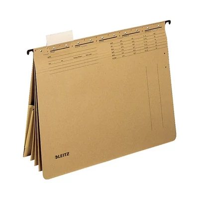 Függőmappa gyorsfűző szerkezettel LEITZ Alpha A/4 kombi karton natúr 25 darabos