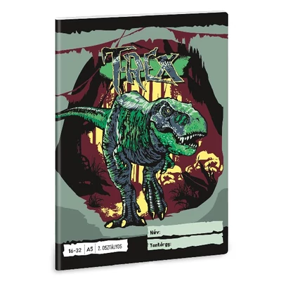 Füzet vonalas ARS UNA A/5 32 lapos 16-32 2. osztályos T-Rex