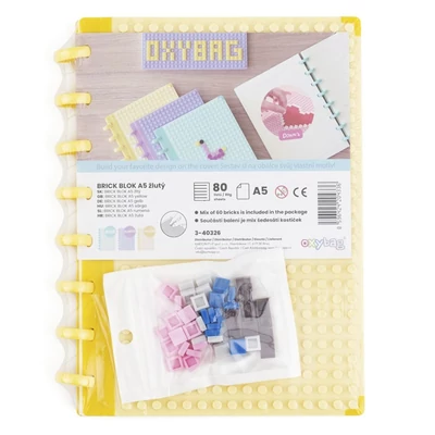 Spirálfüzet vonalas OXY lego design A/5 80 lapos sárga