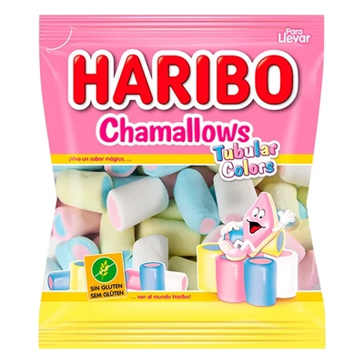 Gumicukor HARIBO Chamallows Tubular Colors gluténmentes 90 g