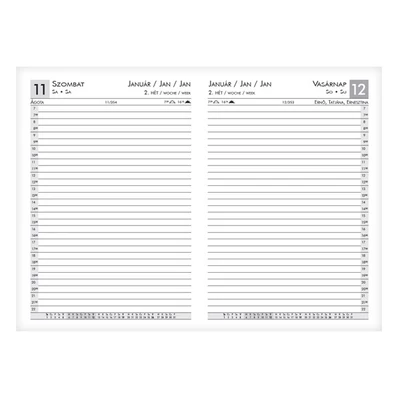 Határidőnapló ALISCA A/5 napi fehér lapos prémium 2026.