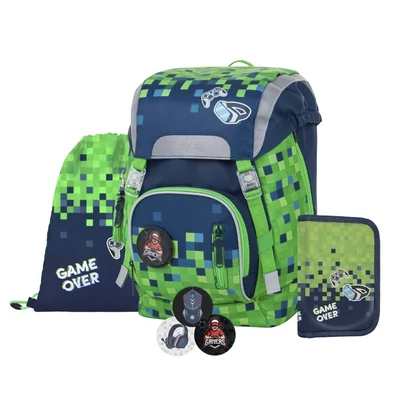 Iskolatáska szett OXY Sky 4 részes Gamer tolltartóval, tornazsákkal és cserélhető matricával