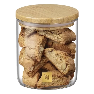 Kávékapszula tartó üveg bambuszfedéllel