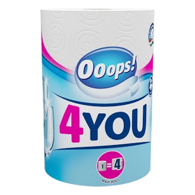 Kéztörlő tekercses háztartási OOOPS! 4You 200 lapos 1 tekercses 2 rétegű