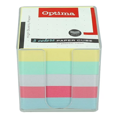 Kockatömb színes OPTIMA 9x9x9 cm műanyag tartóban