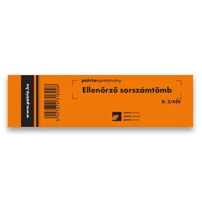 Nyomtatvány ellenőrző sorszámtömb D2 100 lapos 146x40 mm kék