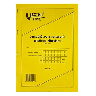 Nyomtatvány jegyzőkönyv a fogyasztói minőségi kifogásról VECTRALINE A/4 25x3  álló