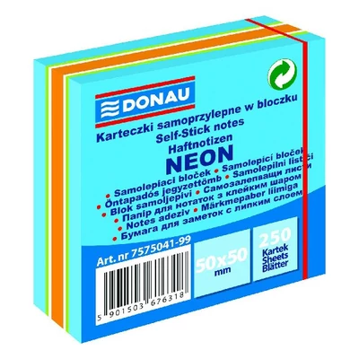 Öntapadós jegyzettömb DONAU 50x50 mm 250 lap vegyes neon színek kék