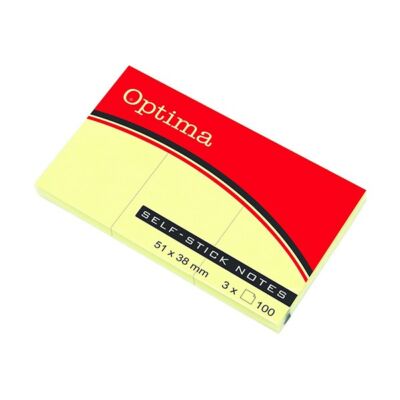 Öntapadós jegyzet OPTIMA 38x51mm sárga 3x100 lap