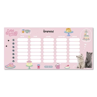 Órarend ARS UNA egylapos kétoldalas Cute Animals-Tea Party