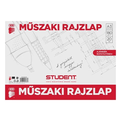 Rajzlap műszaki ICO Student A/3 20 íves