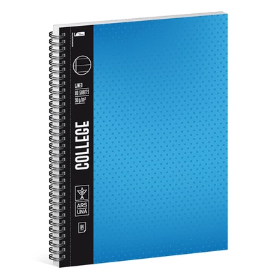 Spirálfüzet vonalas ARS UNA College A/4 80 lapos kék