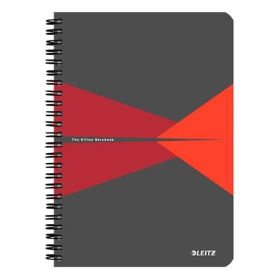 Spirálfüzet vonalas LEITZ Office A/5 90 lapos PP borítóval piros