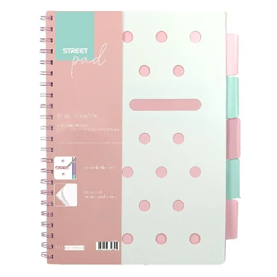 Spirálfüzet kockás STREET Pad A/4 100 lapos regiszteres pasztell rózsaszín