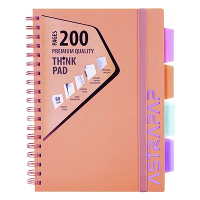 Spirálfüzet kockás ASTRA PAP B/5 100 lapos perforált színregiszteres Pasztell