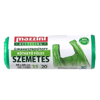 Szemeteszsák újrahasznosított MAZZINI 35L köthető füles 20 darabos