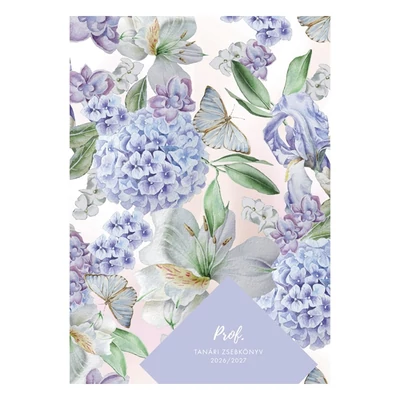 Tanári zsebkönyv TOPTIMER Prof fóliázott papírborító A/5 heti 145x205 mm Hortenzia 2026-2027