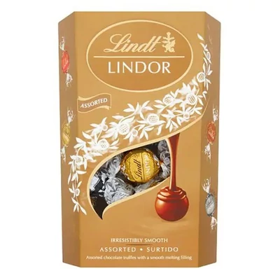 Csokoládé LINDT Lindor Assorted tejcsokoládé golyók díszdobozban 200g