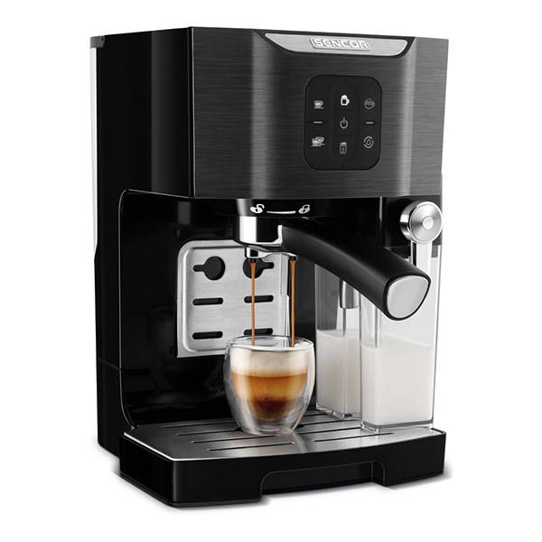 Presszó kávéfőző SENCOR SES 4040BK 2 személyes tejhabosítóval fekete