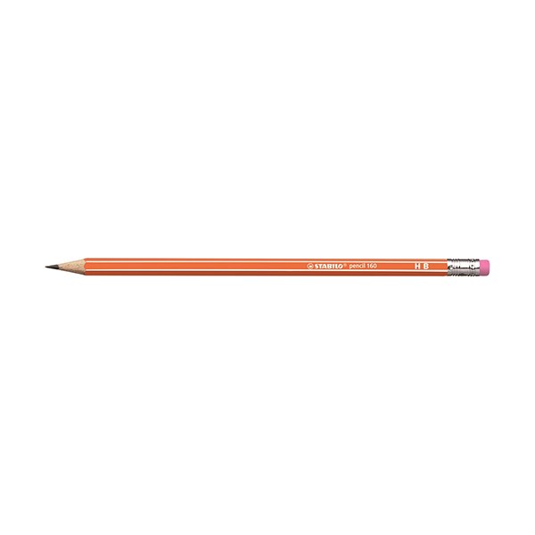 Grafitceruza STABILO Pencil 160 HB hatszögletű radíros narancssárga