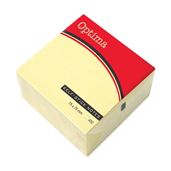 Öntapadós jegyzet OPTIMA 75x75mm sárga 450 lap
