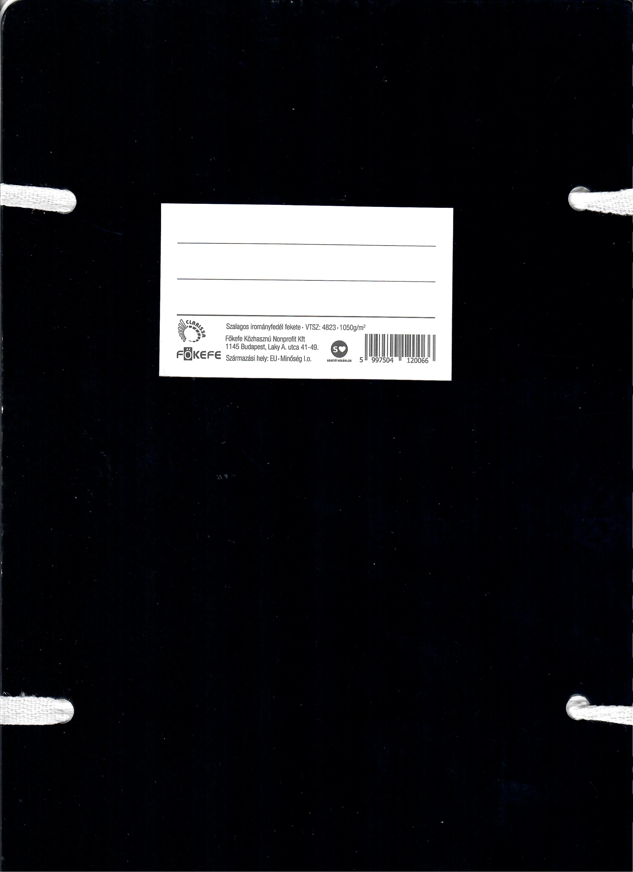 Irományfedél szalagos CLARISSA 1050 gr fekete