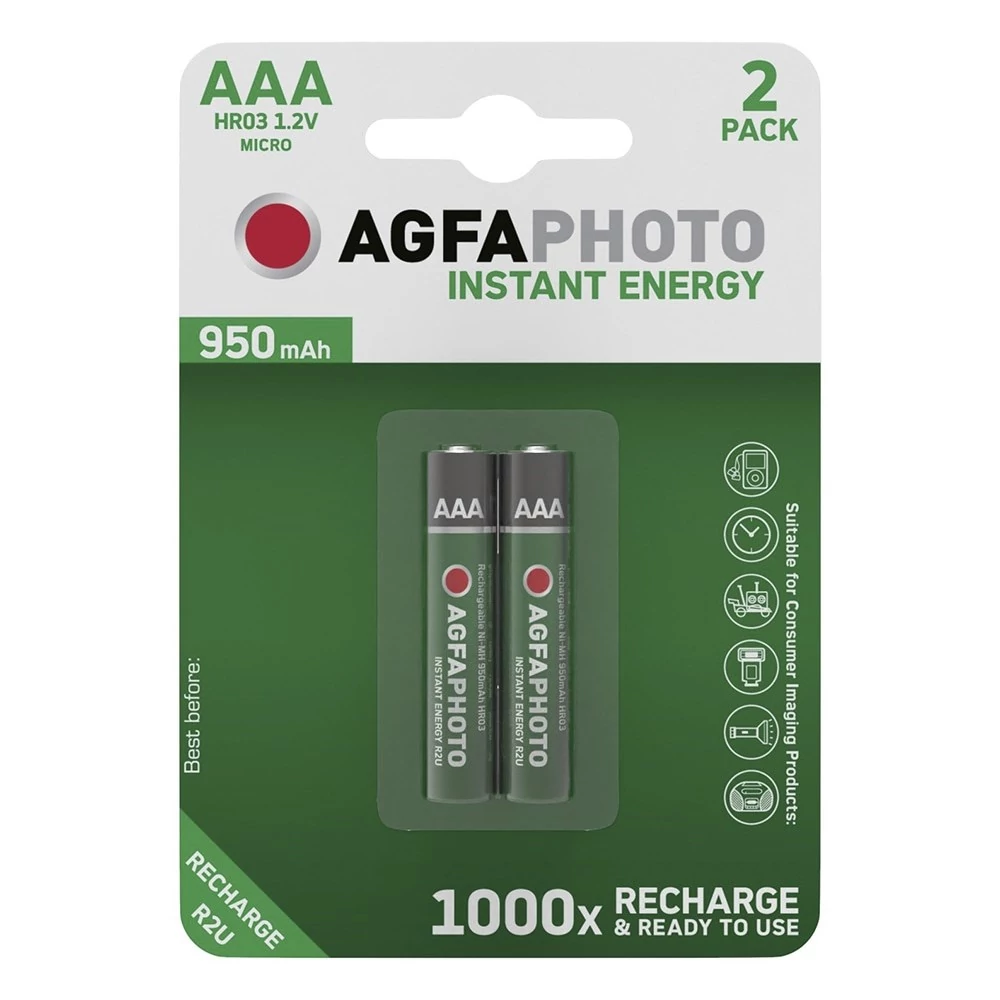 Akkumulátor mikro AGFAPHOTO AAA előtöltött 2x950 mAh