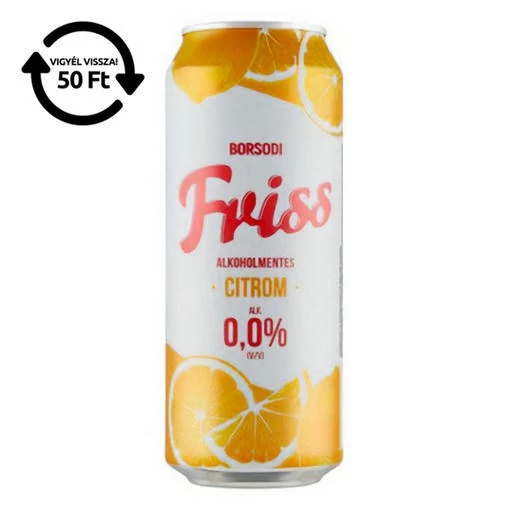Alkoholmentes sör BORSODI Friss citrom 0,0% 500 ml DRS