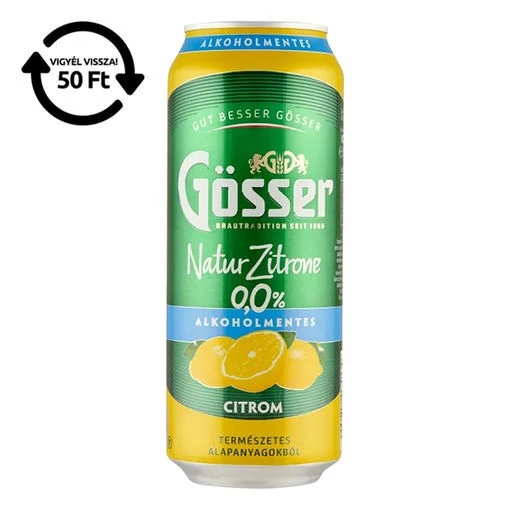 Alkoholmentes sör GÖSSER Natur-Zitrone citrom 0% 500 ml DRS
