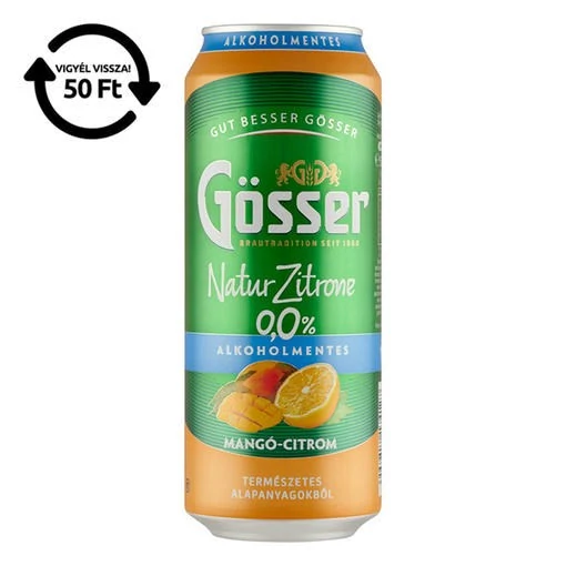 Alkoholmentes sör GÖSSER Natur-Zitrone mangó-citrom 0% 500 ml DRS