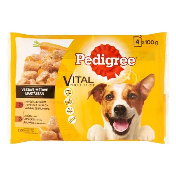 Állateledel alutasakos PEDIGREE kutyáknak 4-pack marha-bárány pulyka-répa válogatás 4x100 g