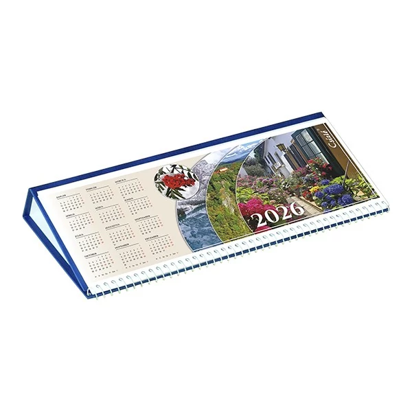 Asztali naptár képes CSÍZIÓ fekvő fehér lapos idézetes bőr hatású Öko hátlap kék 2026.