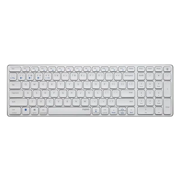 Billentyűzet vezeték nélküli RAPOO E9700M Bluetooth 2,4 GHz fehér